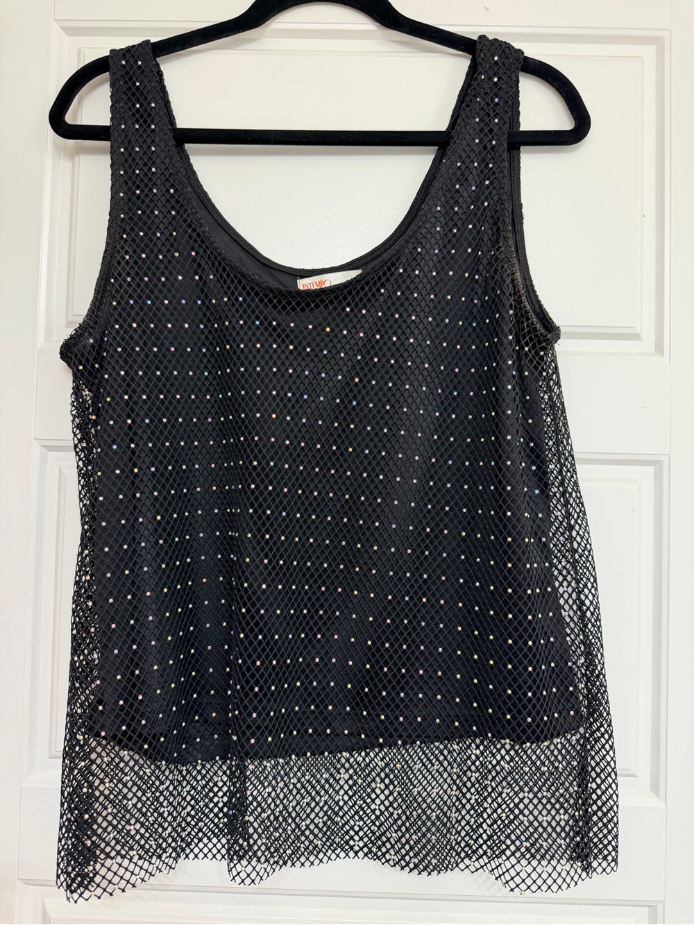 Black Sheer Mesh Sparkle Tank Top - Women's - Matching 8.5 Shoes Available
